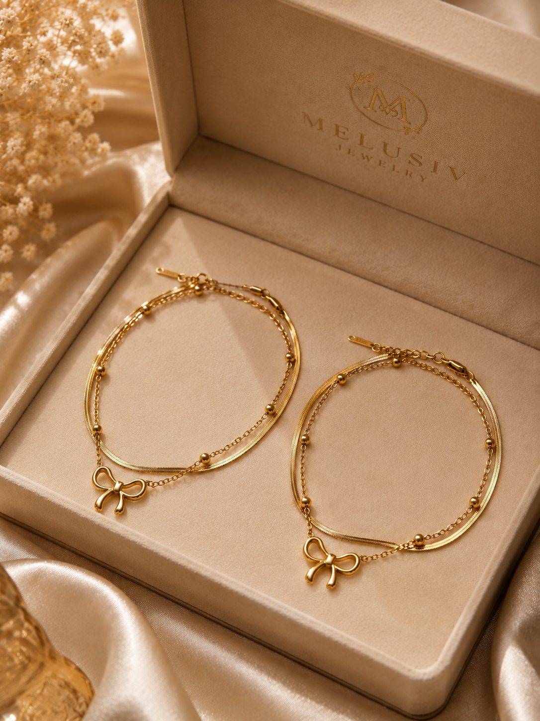 Bow Double Chain Anklet