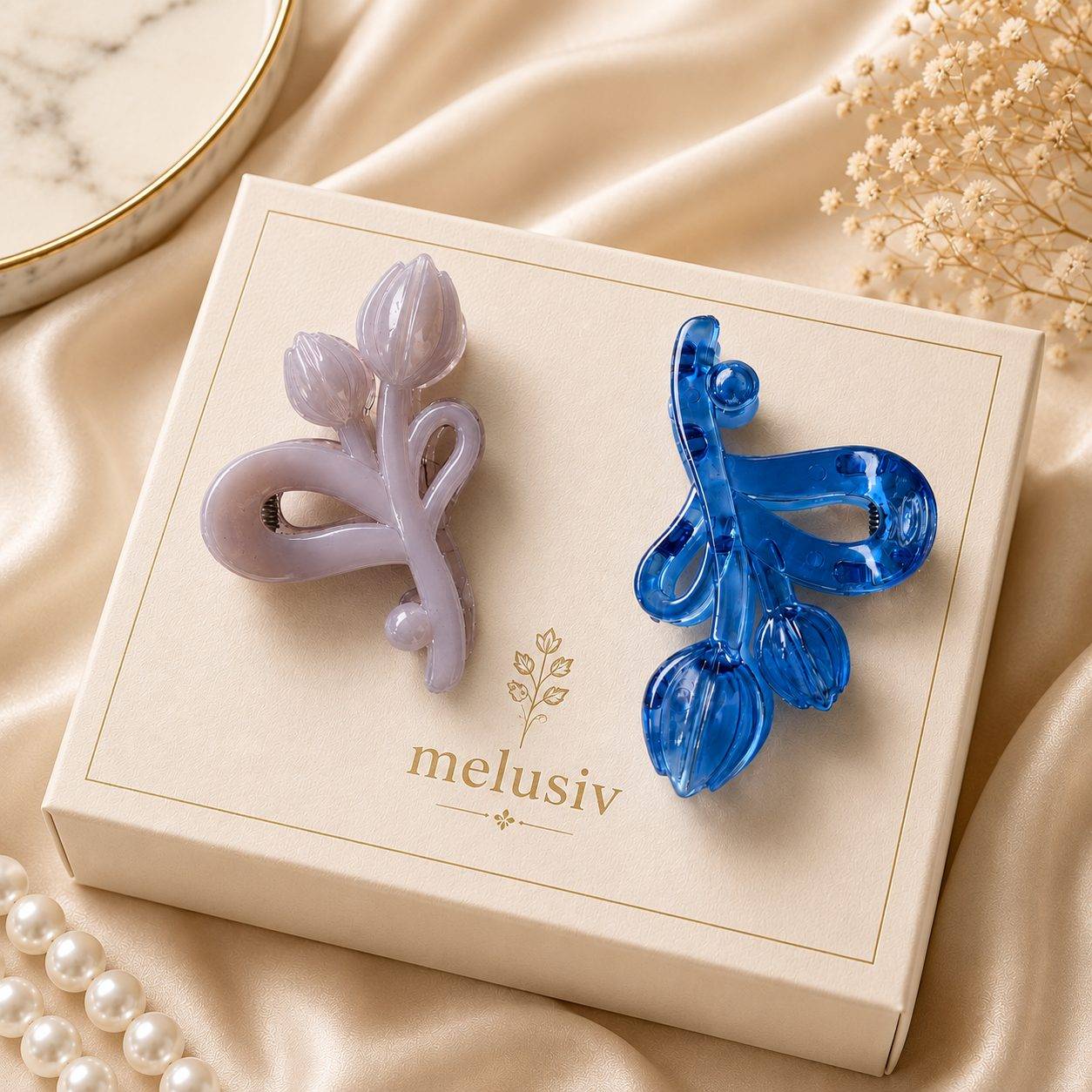 Tulip Design Hair Claw Clip(Set of 2)