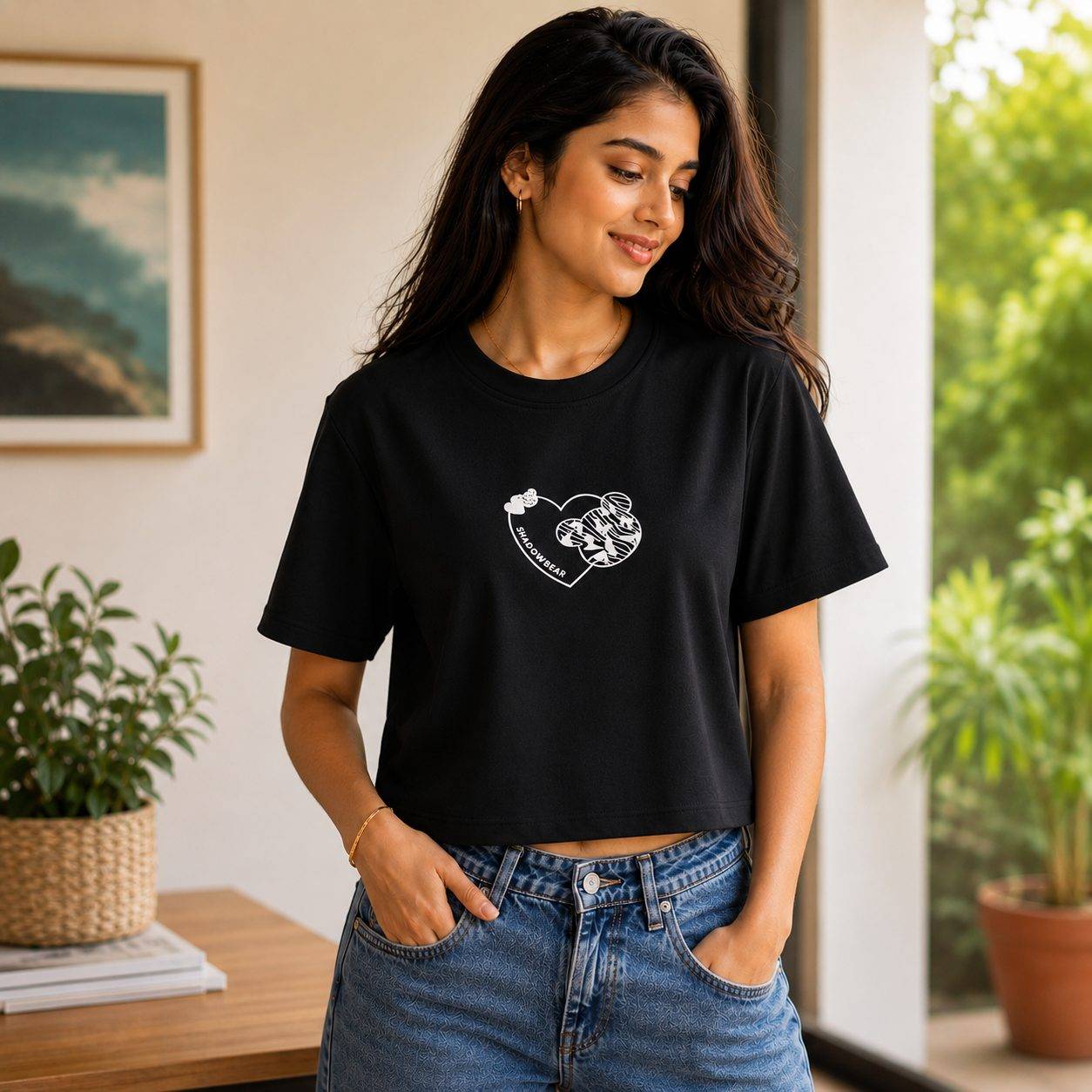 Women's Short-Sleeve Crop Graphic T-Shirt