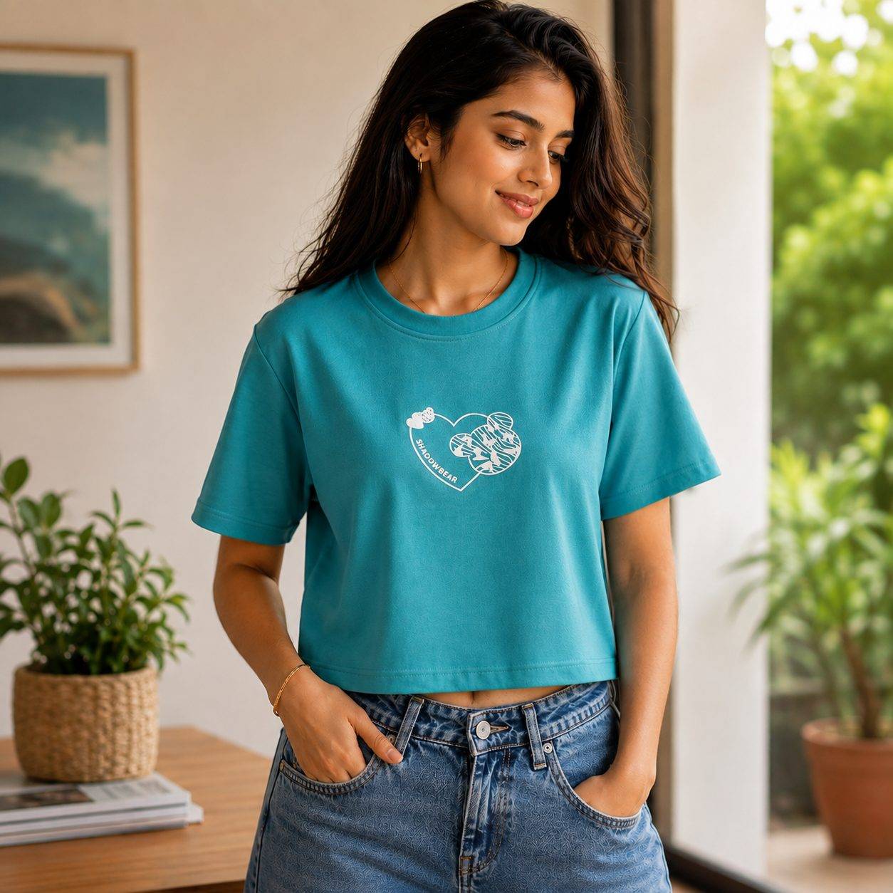 Women's Short-Sleeve Crop Graphic T-Shirt