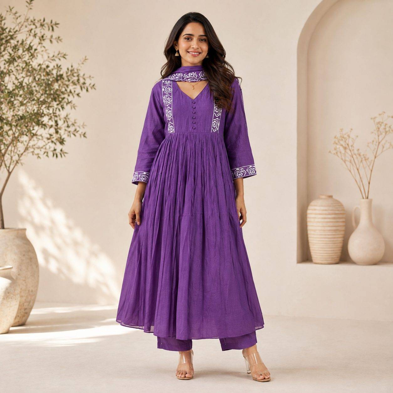 Purple Anarkali Set