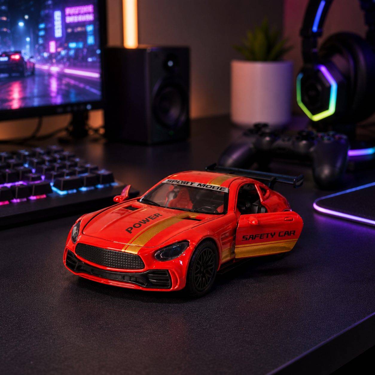 8-Bit Pull Back Metal Alloy Car for Kids, Die Cast Scale Door Openable Model Car Gift
