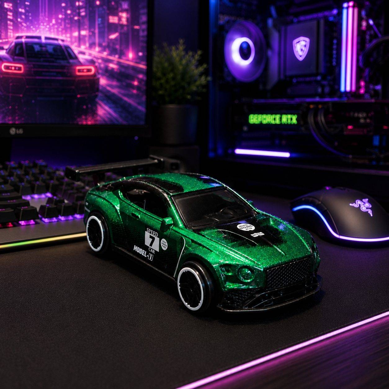1:64 Graffiti Number Alloy Car, Green Sliding Racer for Halloween, Spooky Collector'S Model & Car Enthusiast Gift