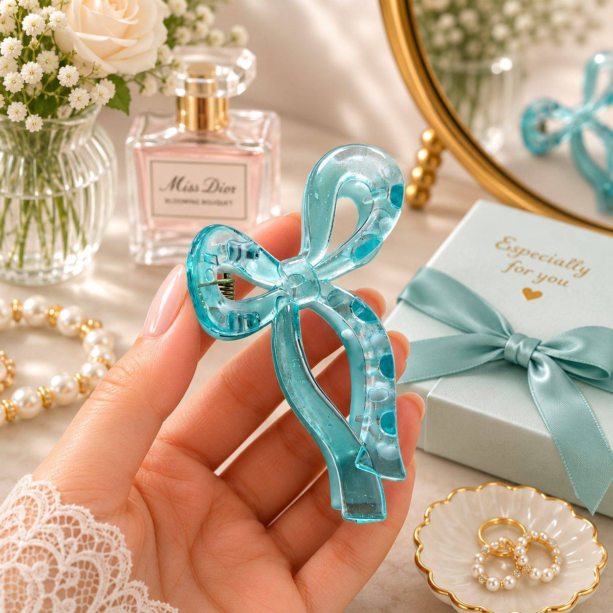 Bow Hair Claw Clip for Women – Acrylic Half-Up Hair Clip