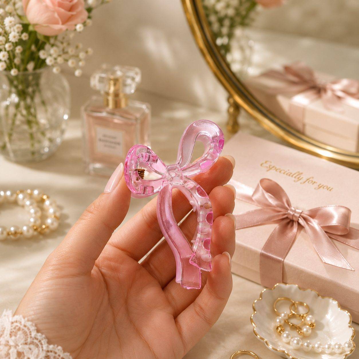 Bow Hair Claw Clip for Women – Acrylic Half-Up Hair Clip