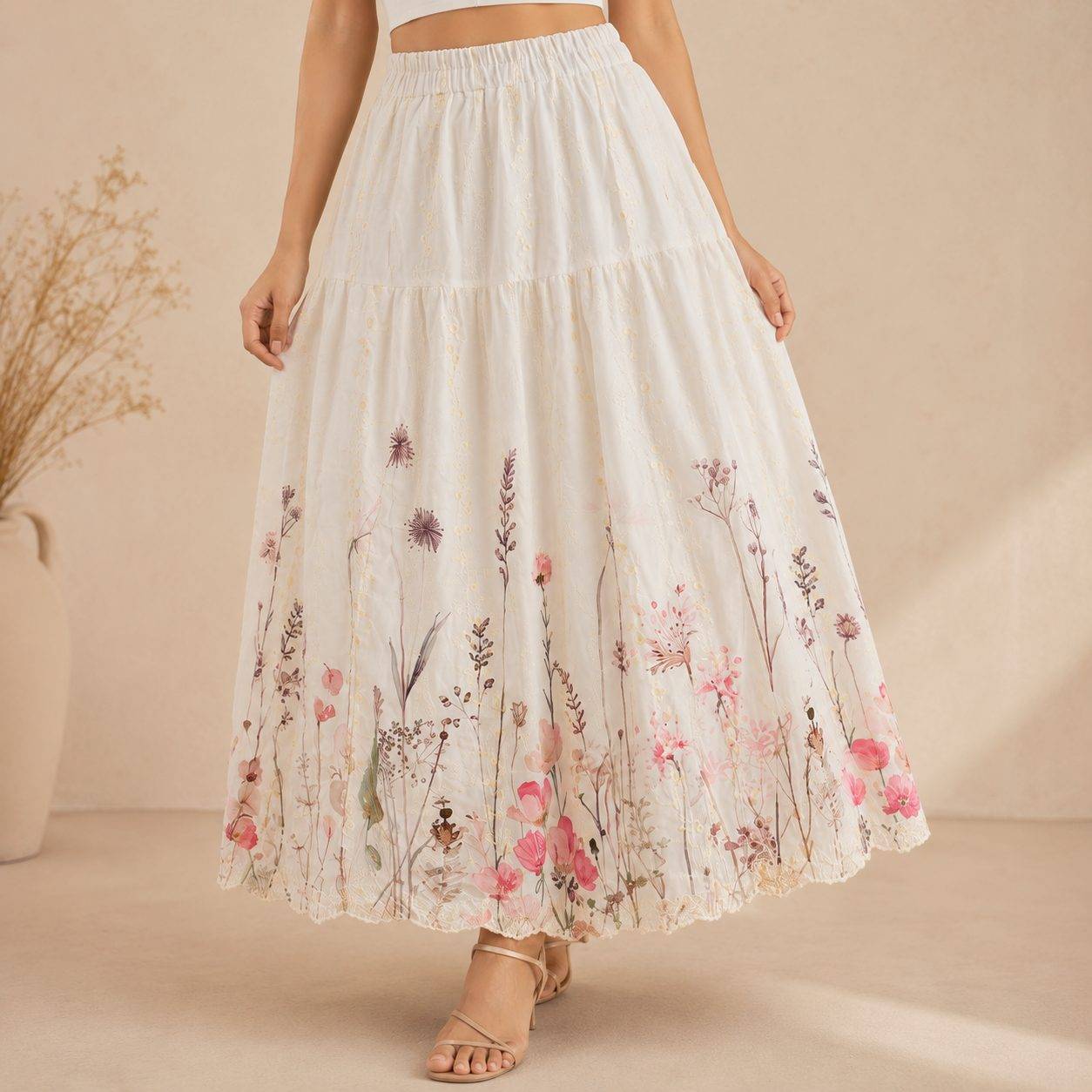 Women's Printed Skirt | Floral Print, Elastic Waistband