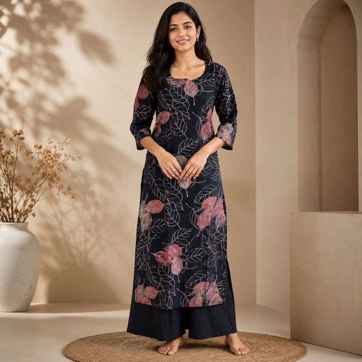 Black Printed Kurthi
