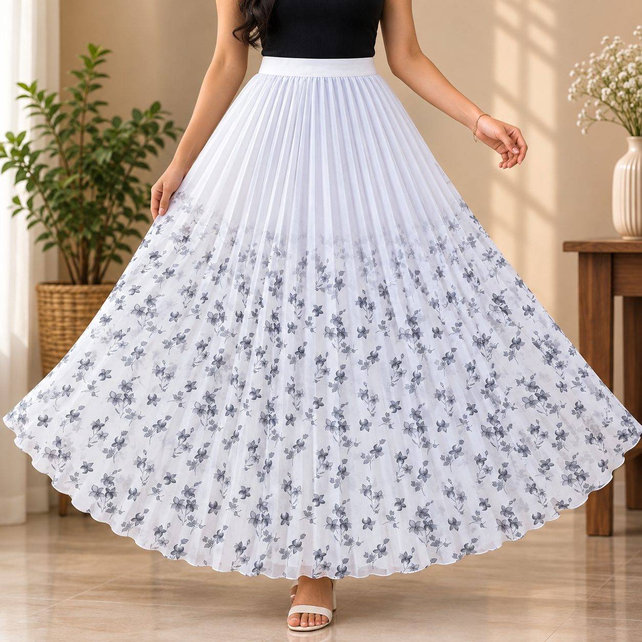 Women Floral Gradient Print Skirt